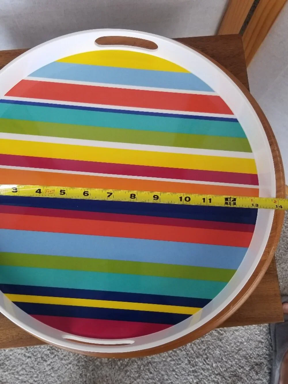Pier 1 Melamine Colorful Stripe Serving Tray Double Handle 14
